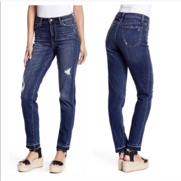 Sam Edelman The Mary Jane High Rise Straight Distressed Jeans - Picture 1 of 16